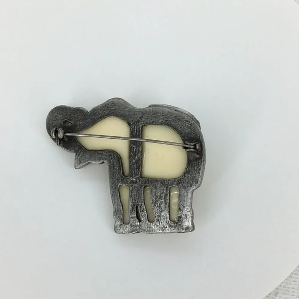 Vtg Elephant Brooch Aurora Borealis Trunk Up Whimsical Grandma‎ Fairycore Pin